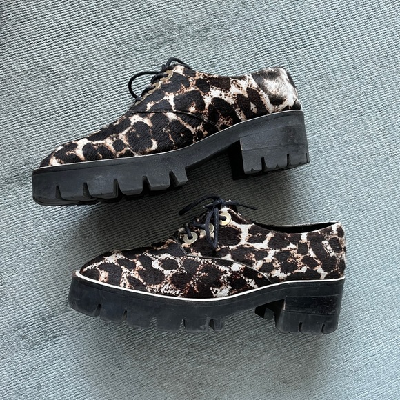 Sandro leopard print chunky platform loafers size 38 - Picture 5 of 5